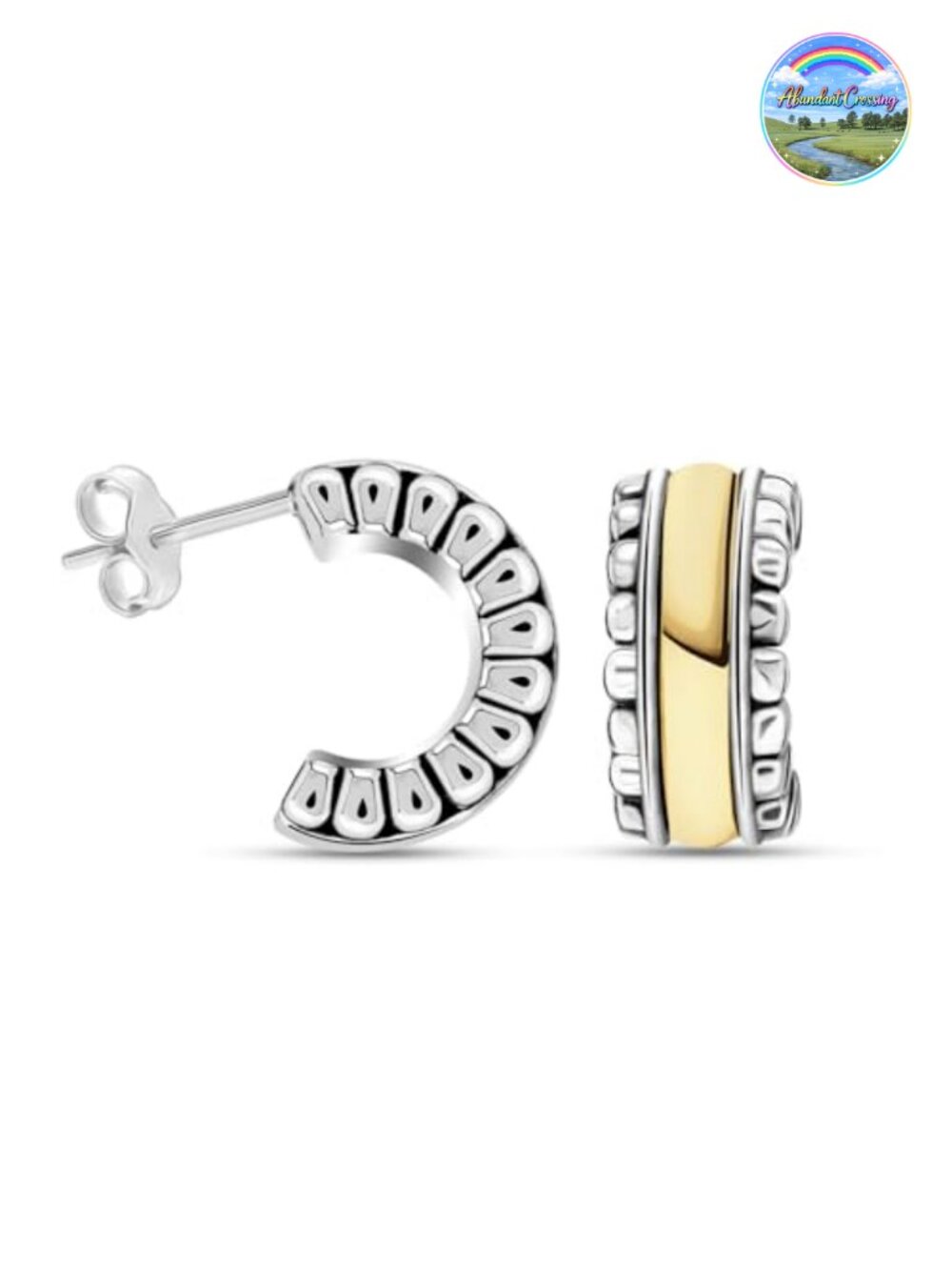 925 Sterling Silver Hoop Earrings Bali-Style Italian Antique Click-Top